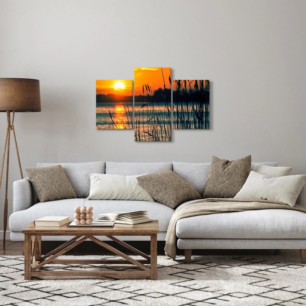 Obraz - Západ slnka nad jazerom (90x60 cm)