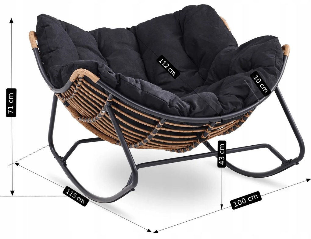 PROXIMA.store - Dizajnové hojdacie záhradné kreslo ELTON FARBA: čierna