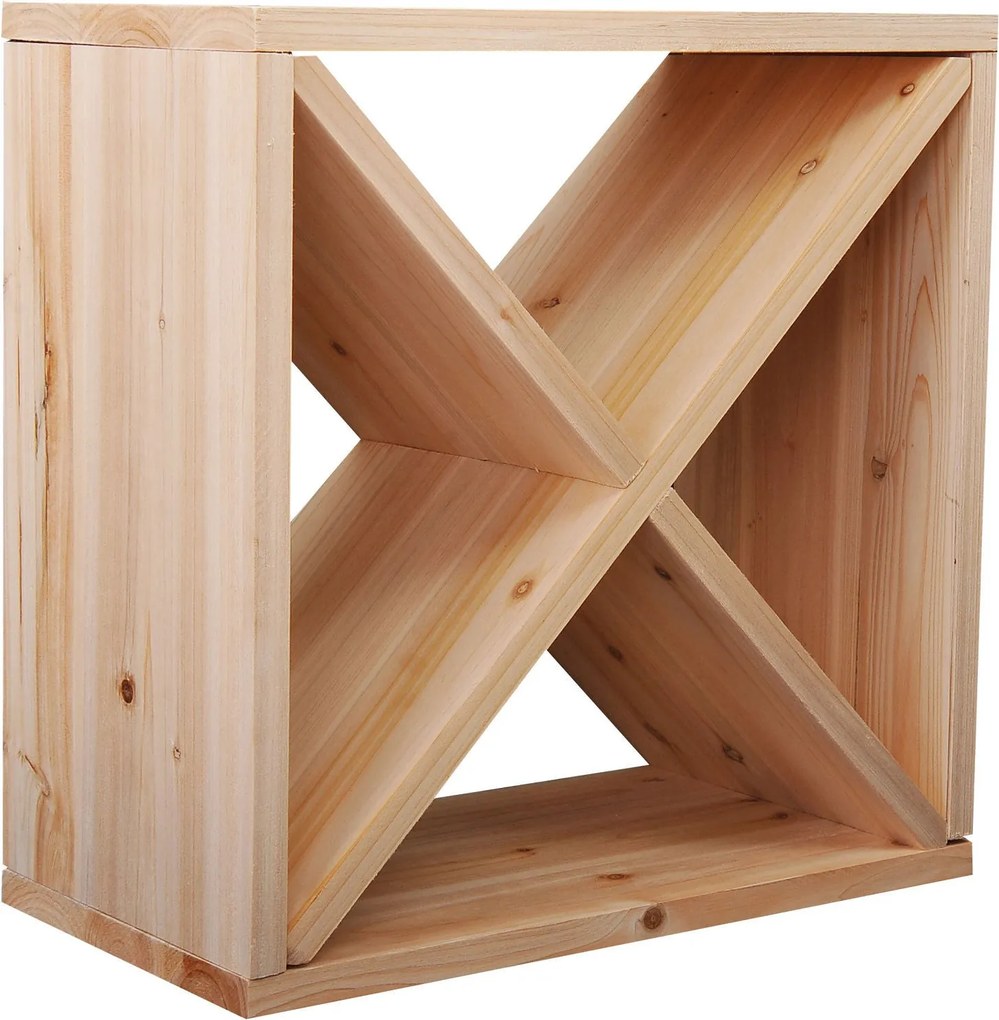 HOMCOM Stojan na víno a liehoviny pre 24 fliaš, prírodné drevo, 50 x 26 x 50 cm | Aosom