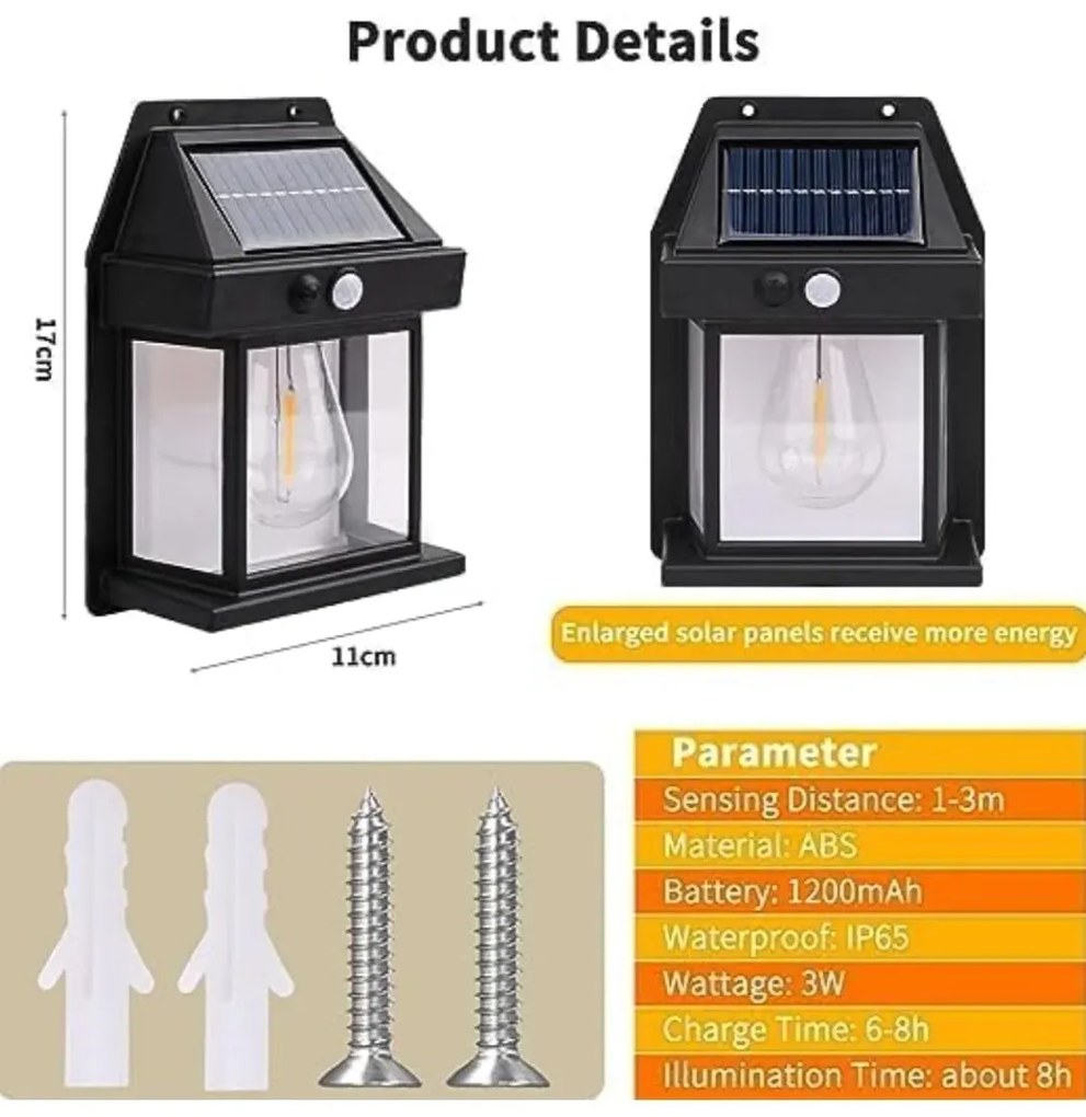 CDK Solárna záhradná nástenná lampa Solar Interaction 888 - čierna - Čierna