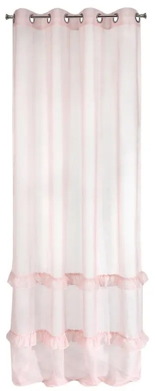 Ružová záclona na krúžkoch ARIANA 140x250 cm