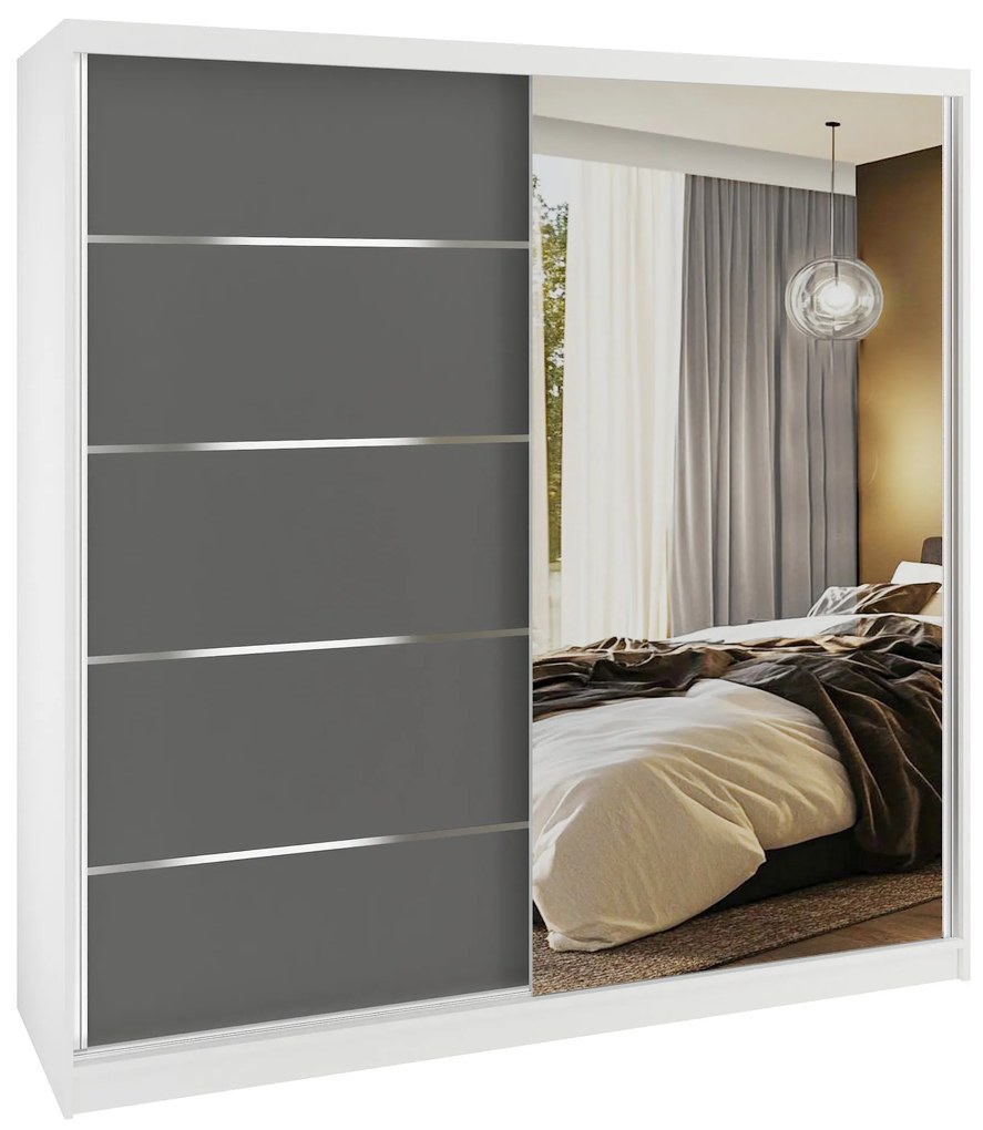 Šatníková skriňa SERENITY 200 cm šedý mat MBP SERENITY SZP5/0/W/SR/0/HIAL