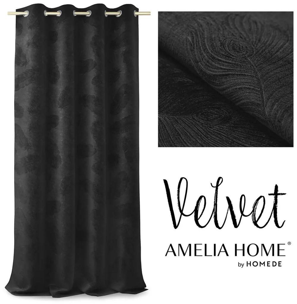 Záves AmeliaHome Velvet Peacock čierny