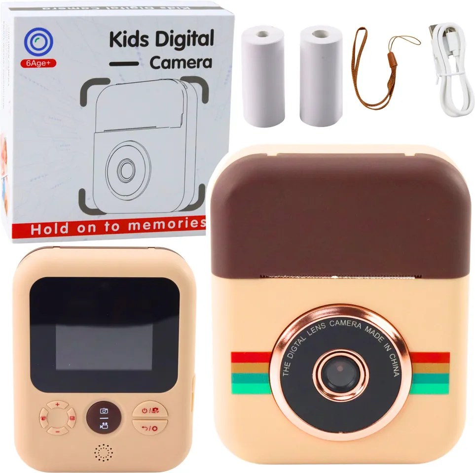 LEAN Toys Detský digitálny fotoaparát s tlačiarňou Instant Brown 3 rolky papiera