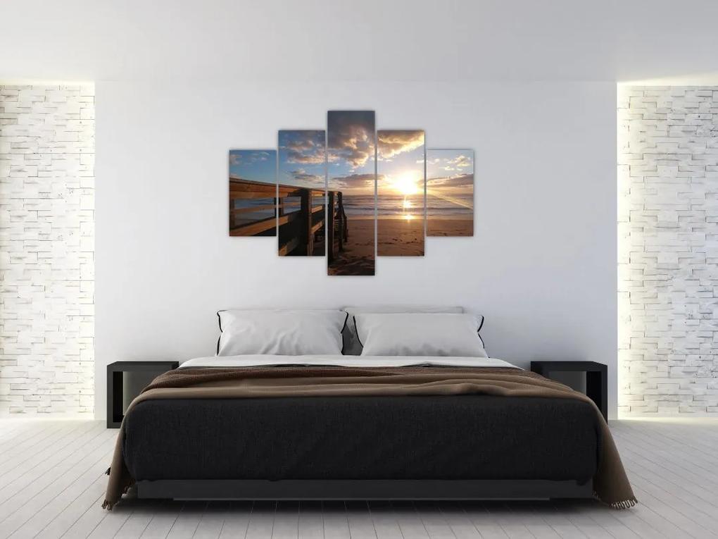 Obraz móla, pláže a more (150x105 cm)