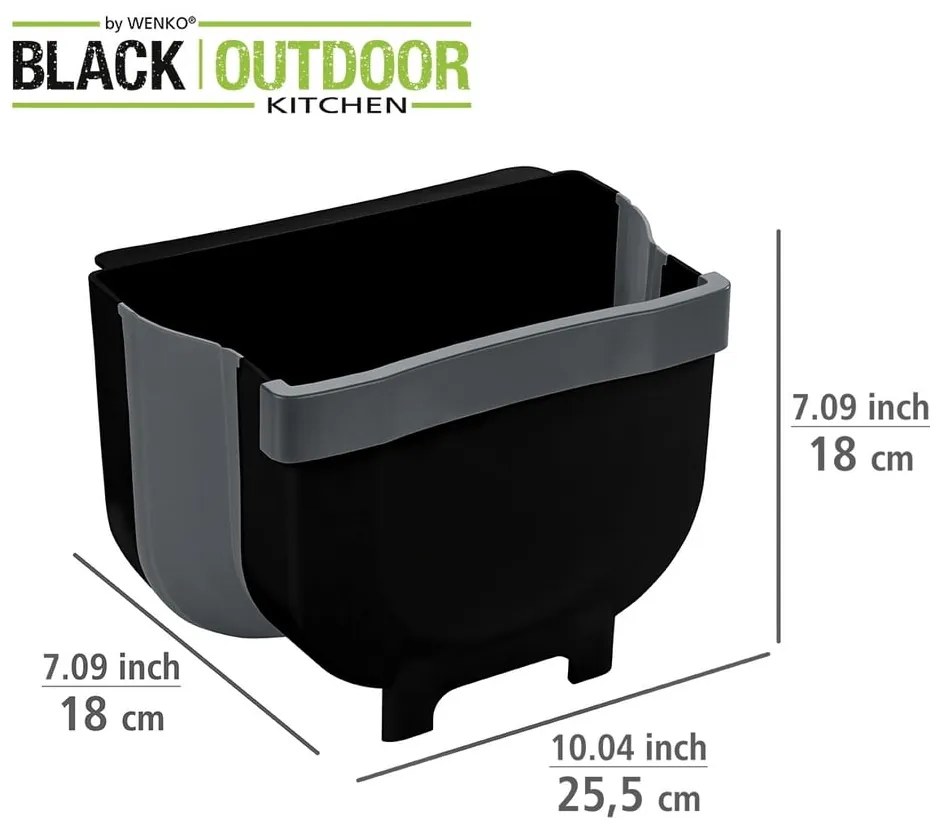 Čierny závesný odpadkový koš Wenko Black Outdoor Kitchen Fago, 5 l