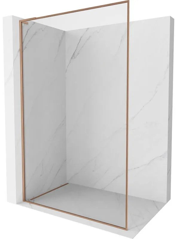 Mexen, Mexen Kioto-F L sprchová stena s rámom 90 x 202 cm, priehľadná 8 mm, brúsená meď - 800-090-174-65-00