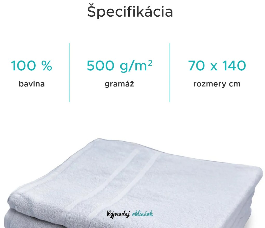 Hotelová osuška Royal biela 70 x 140 cm, 100% bavlna