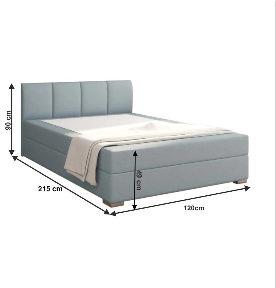 Jednolôžková posteľ Boxspring 120 cm Rhoni (mentolová) (s roštom, matracom a úl. priestorom). Vlastná spoľahlivá doprava až k Vám domov. 809432