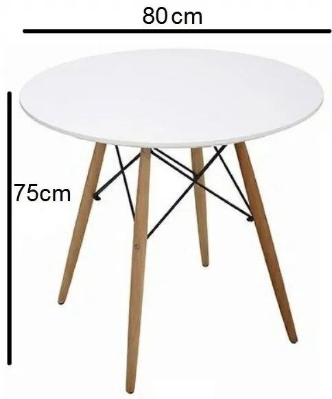 TRENDIE Jedálenský stôl SCANDI 80 cm biely