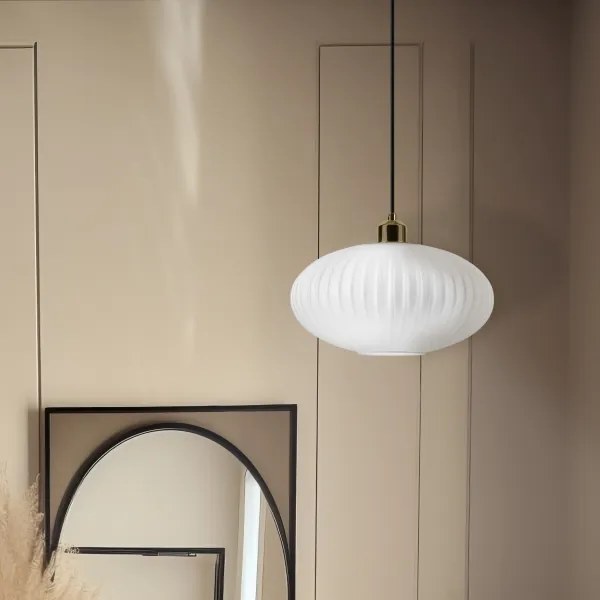 Luster na lanku HARMA 1xE27/15W/230V pr. 30 cm biela/zlatá