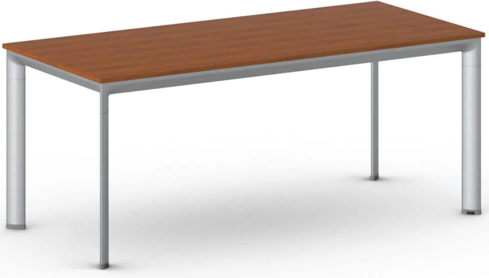 Rokovací kancelársky stôl PRIMO INVITATION, 180x80 cm, sivostrieborná podnož, čerešňa