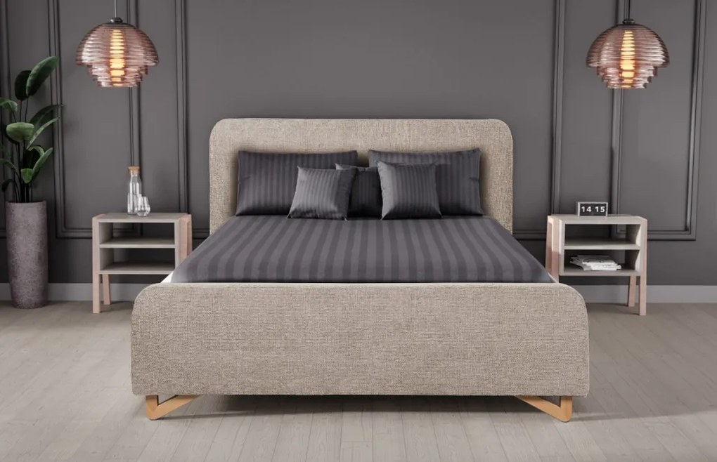 Posteľ Flamingo 180x200 cm, béžová cappuccino štruktúrovaná tkanina