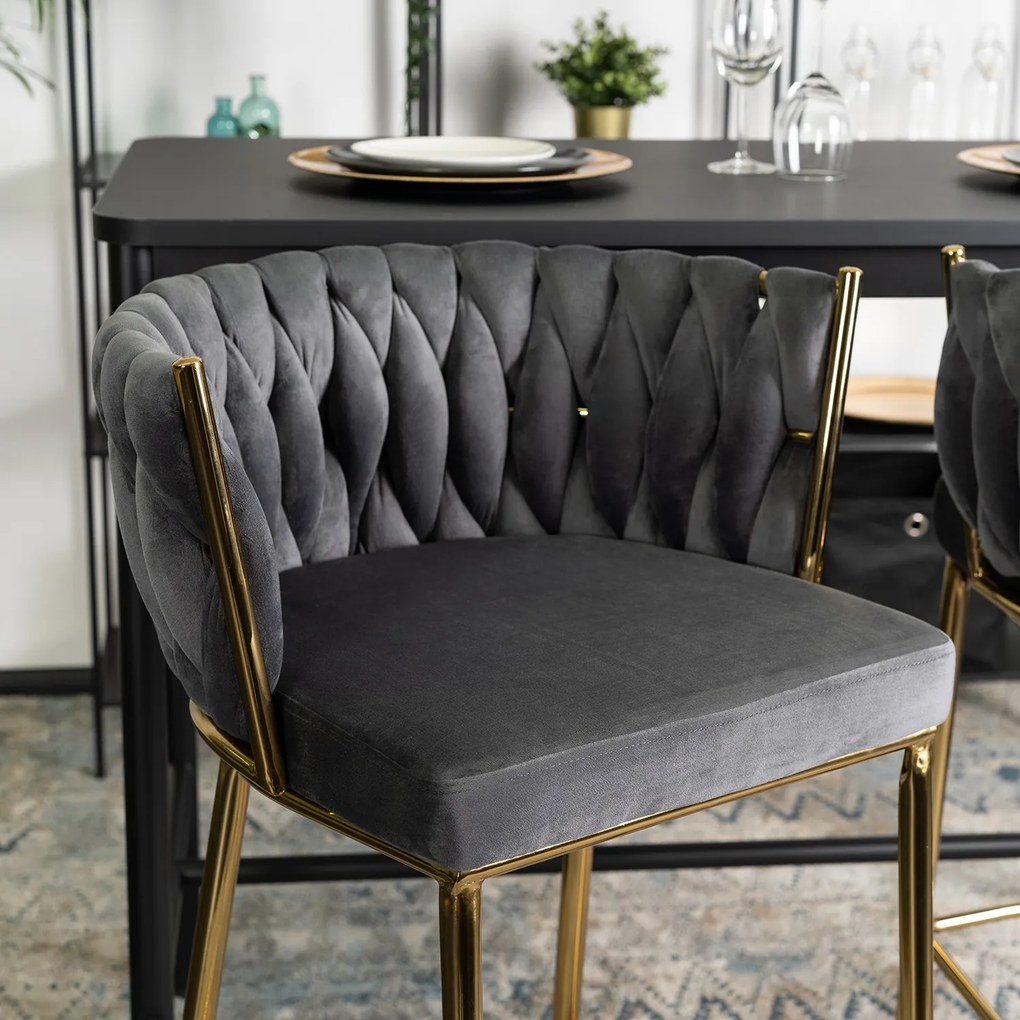 Barová židle Flores 60 cm šedá/zlatá