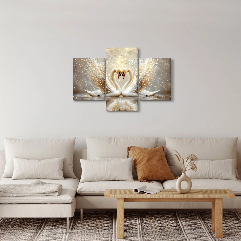 Obraz - Zlaté labute (90x60 cm)