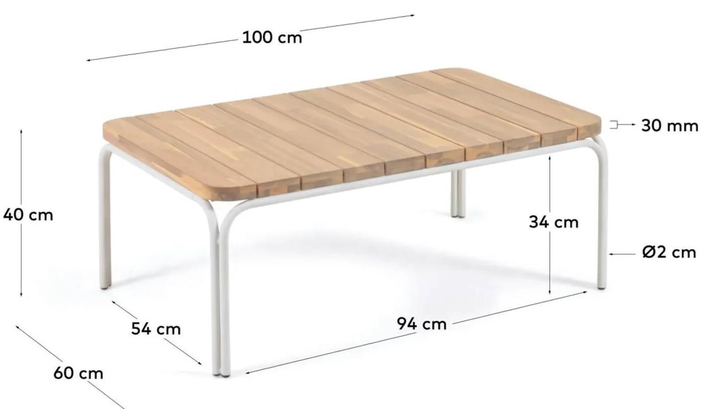 Záhradný konferenčný stolík nalia 100 x 60 cm prírodný MUZZA