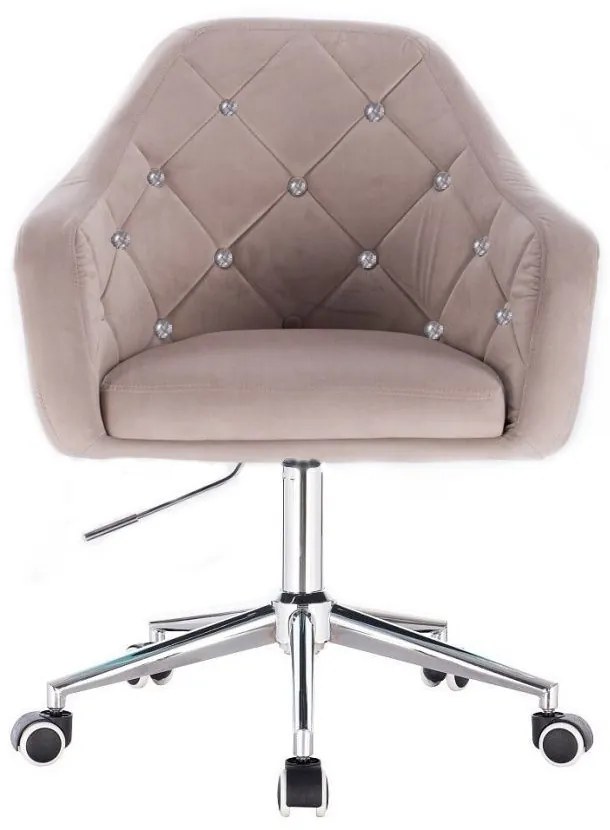 LuxuryForm DESIGN Kreslo ROMA VELUR na striebornej podstave s kolieskami - svetlo šedé