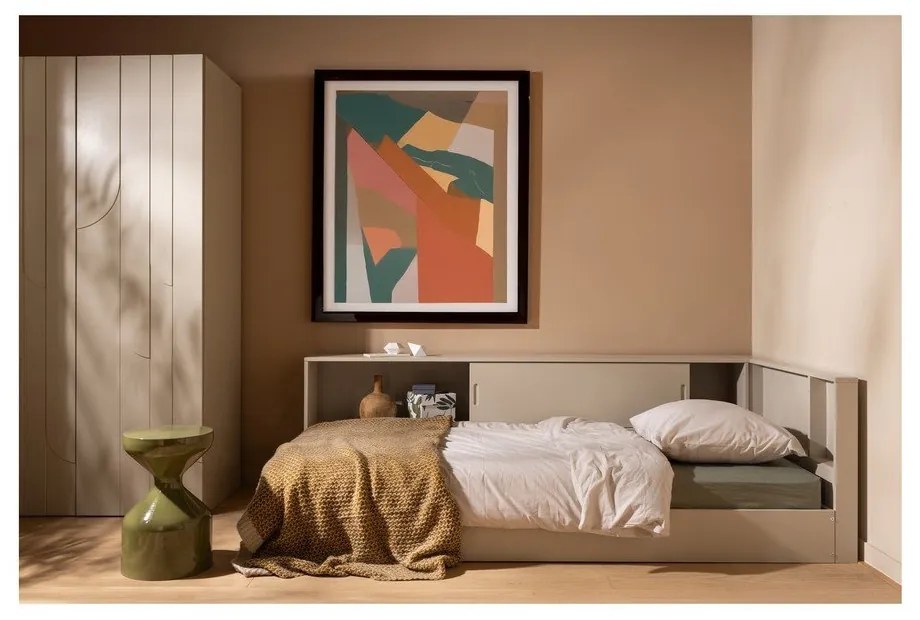 Sivá/béžová jednolôžková posteľ z borovicového dreva bez roštu 90x200 cm Carter – WOOOD