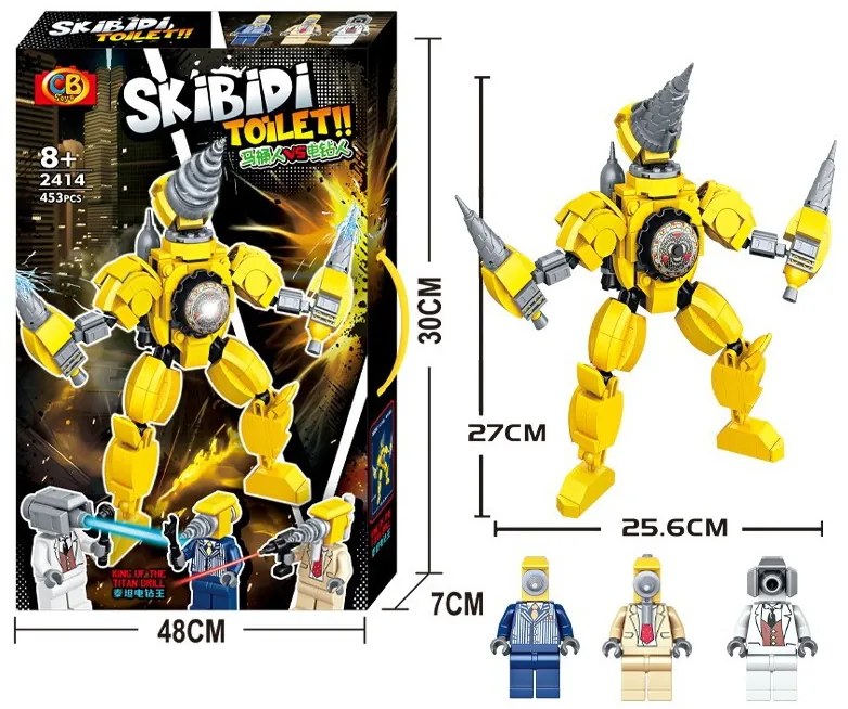 Stavebnica SKIBIDI TOILET XXL 453 dielikov - King of The Titan Drill 27 cm