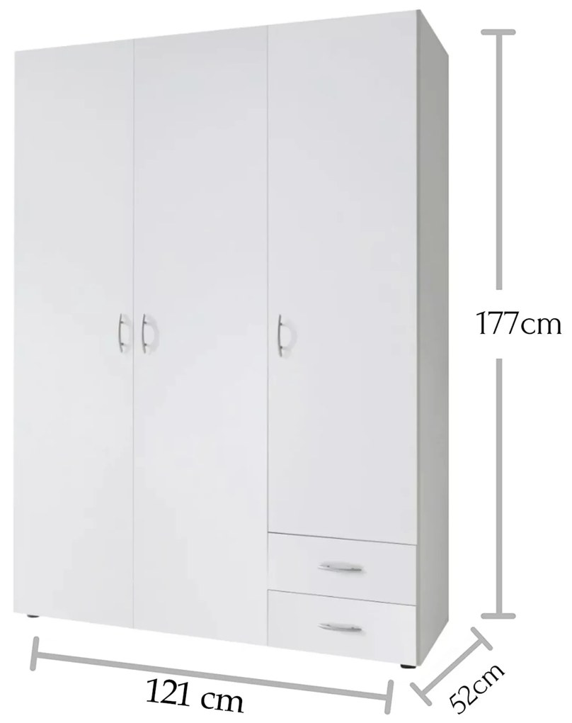 Sconto Šatníková skriňa SEBA 3 biela