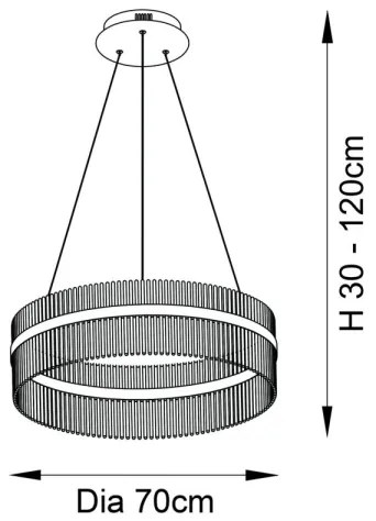 Endon 81908 - LED stmievateľný luster na lanku ADRIEL LED/58W/230V 3000K zlatý