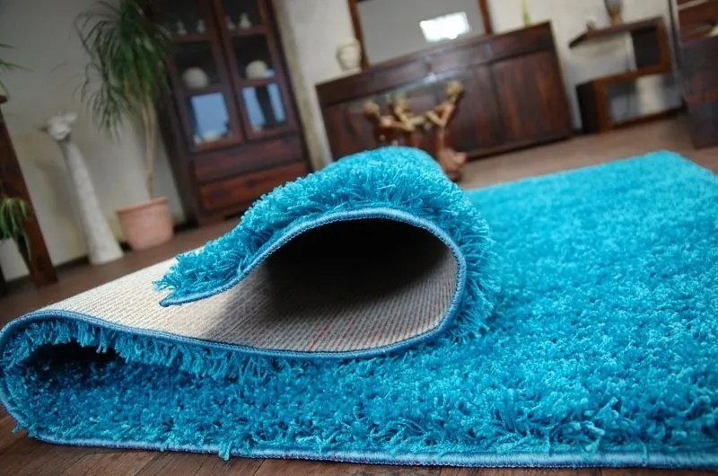 Kusový koberec SHAGGY Izebelie 5cm tyrkysový