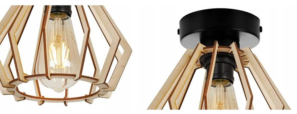 Stropné svietidlo Timber, 1x drevené tienidlo