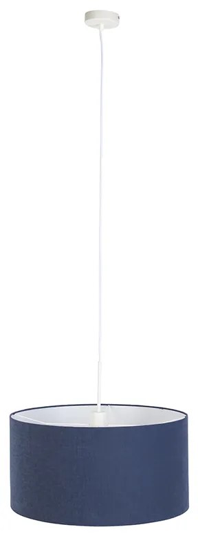 Moderné závesné svietidlo biele s antickým modrým tienidlom 50 cm - Combi 1