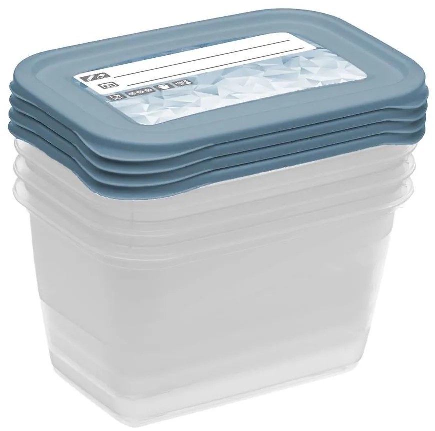 Sada 4 nádob Prosto.s etiketou modrá 15,5x10,5x8,5 0,75l