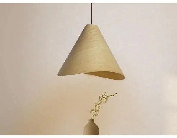 Drevený luster na lane 1xE27/60W/230V pr. 45 cm masív/dub/kaučukovník