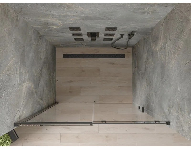 Mexen OMEGA posuvné sprchové dvere do otvoru 160 cm, čierna-transparentná, 825-160-000-70-00