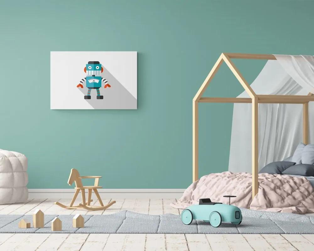 Obraz modrý robot na bielom pozadí - 120x80