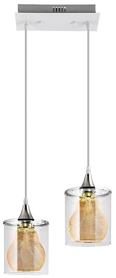 LED Luster na lanku 2xLED/5W/230V biela/číra