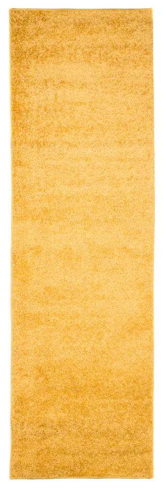 Kusový koberec Shaggy Parba horčicovo žltý atyp 80x300cm
