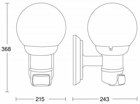 STEINEL 634216 - L 560 S Vonkajšia senzorová nástenná lampa čierna IP44