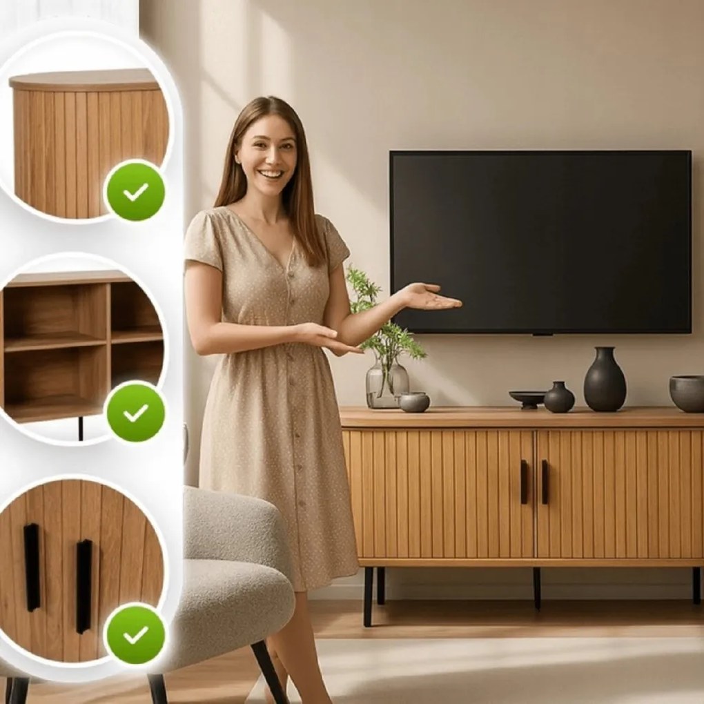 PROXIMA.store - Elegantný TV stolík TRISH FARBA: dub