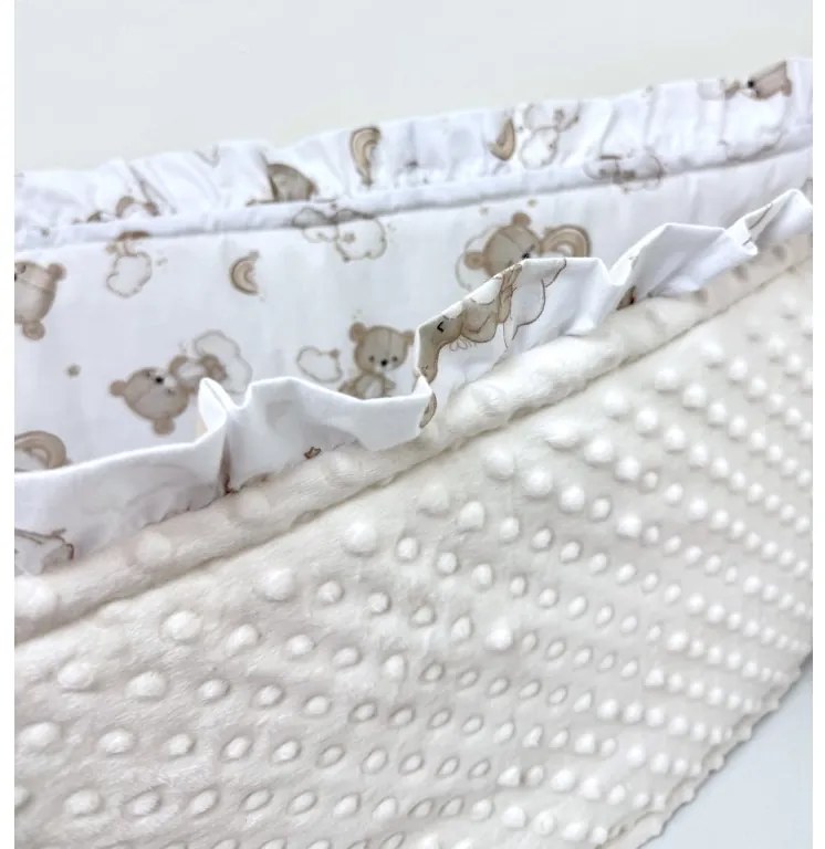 INTERMEDIC SK Mantinel do postieľky s volánikom Teddy / minky krémová – 180x30 cm