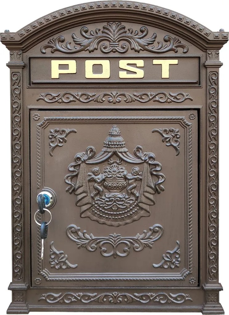 Schránka Edgar poštová, hnedá (31,5 x 9,5 x 44,5 cm)