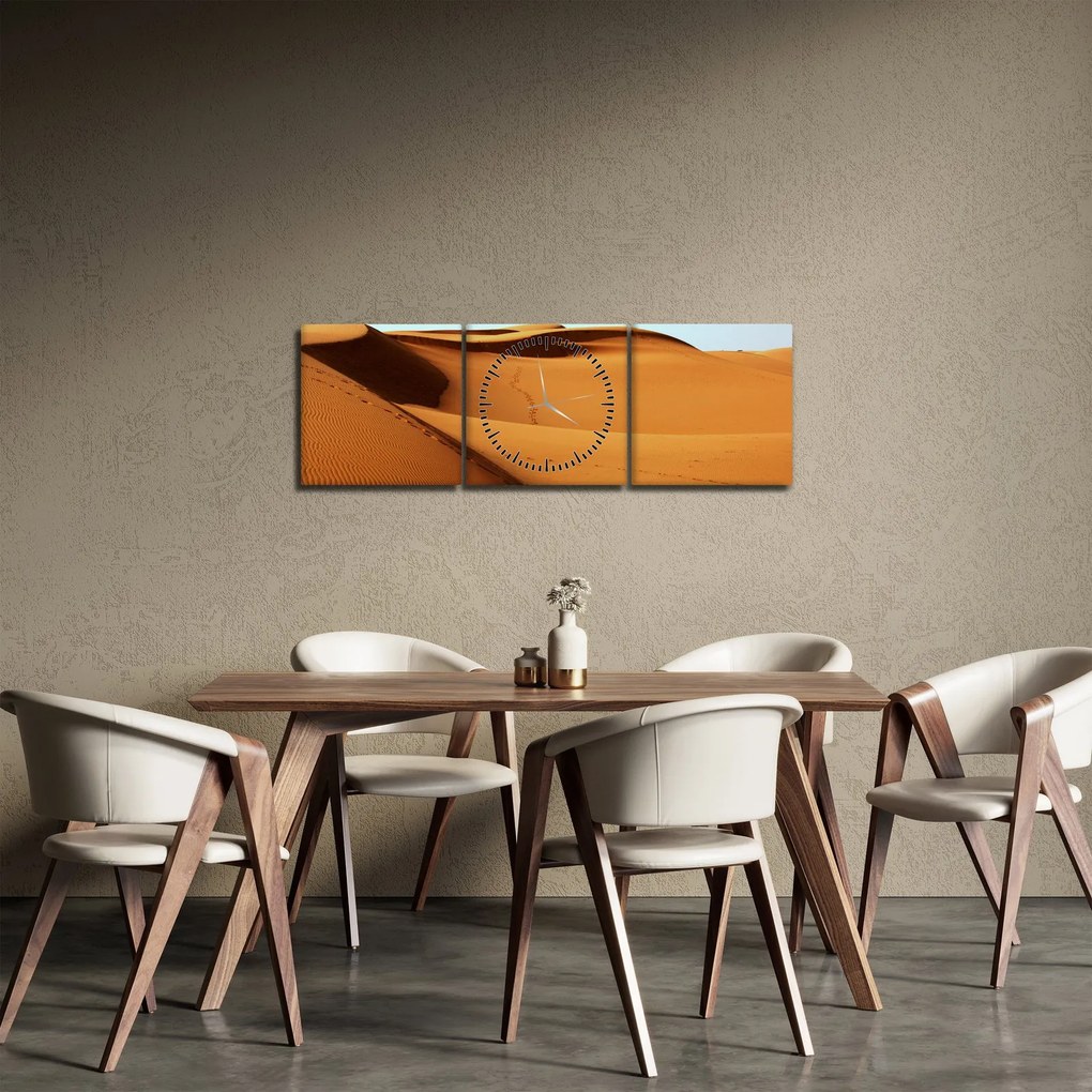 Obraz - Stopy v púšti (s hodinami) (90x30 cm)