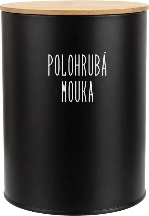 Orion Dóza na potraviny, plechová, čierna, s bambusovým viečkom - 2,3l
