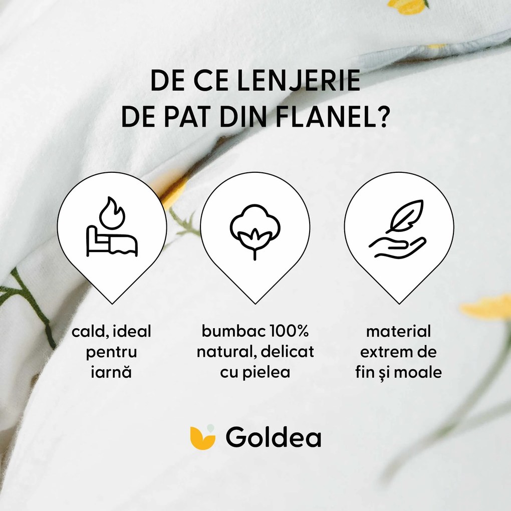 Goldea flanelové posteľné obliečky - harmanček 220 x 200 a 2ks 70 x 90 cm