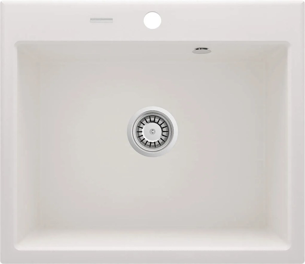 Deante Andante, granitový drez 600x520x210 mm + priestorovo úsporný sifón, 1-komorový, biela, ZQN_A103