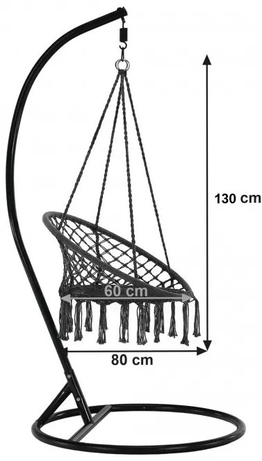 Sivé závesné kreslo KOLUMBIA so stojanom