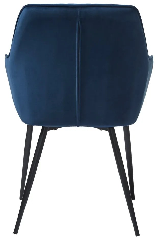 Tmavomodré čalúnené jedálenské kreslá v súprave s podrúčkami 2 ks Nolan Stripe – Unique Furniture