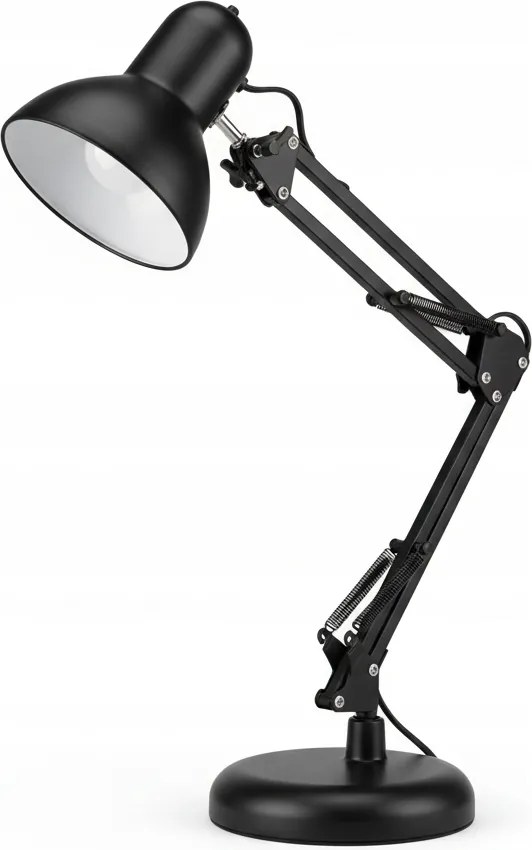 Smart LED Čierna kovová stolná lampa nastaviteľná s klipom 1xE27