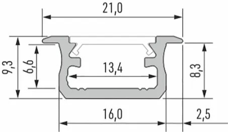 Led-Labs LED profil LUMINES typ B strieborný elox 2,02m
