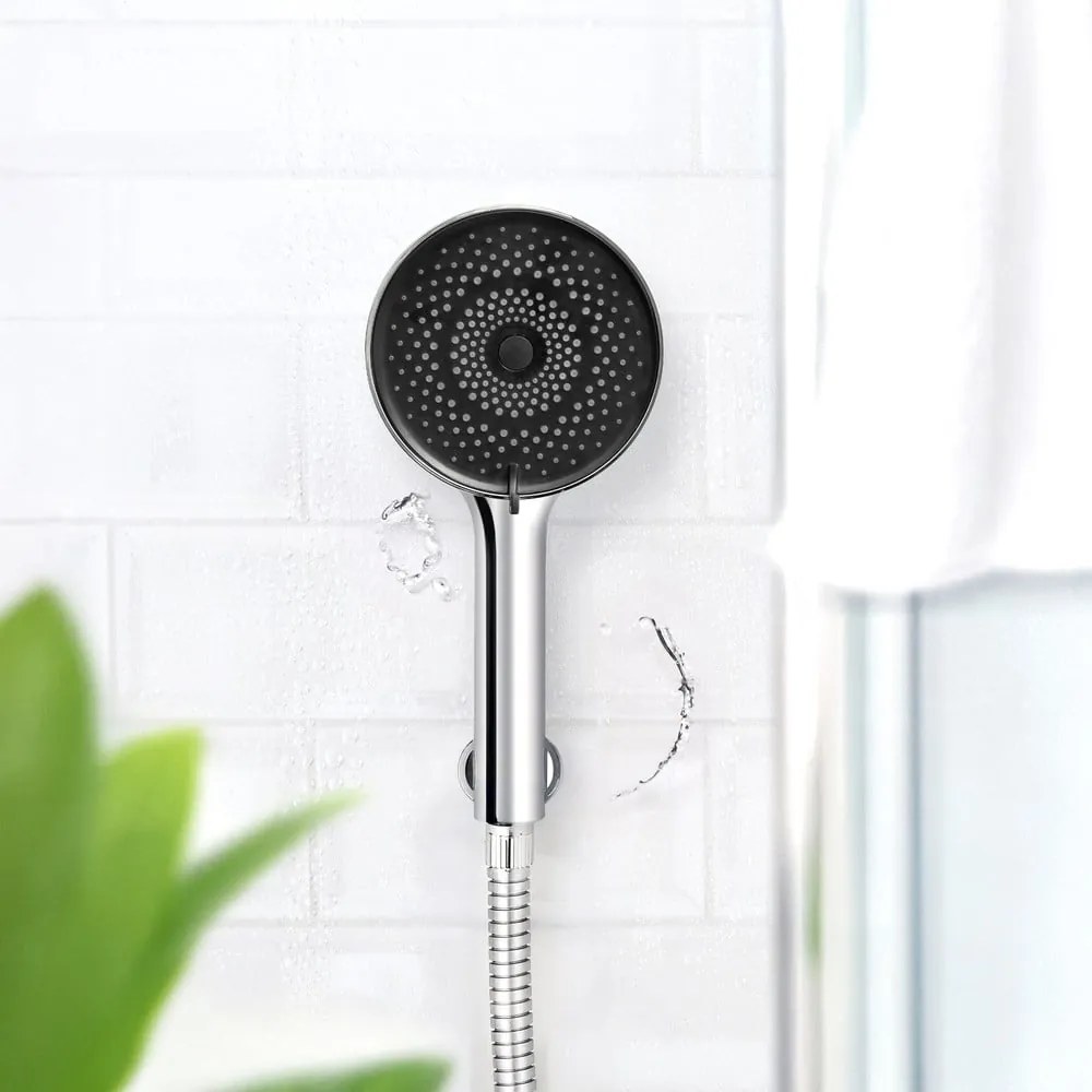 Plastová sprchová hlavica v striebornej farbe ø 12 cm Softwater – Wenko