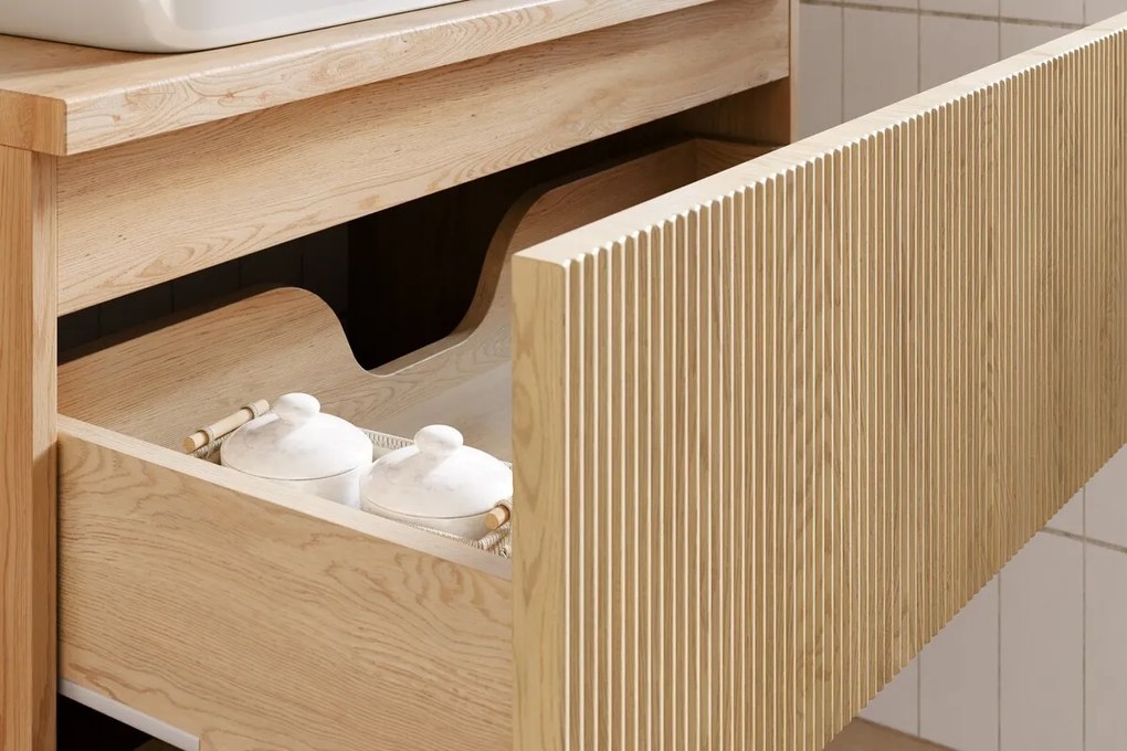 Koupelnová sestava Nordic s deskou a skříňkami 80 cm dub cremona