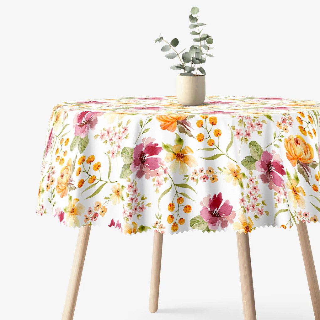 Goldea okrúhly teflónový obrus - kvety ibišteka Ø 100 cm