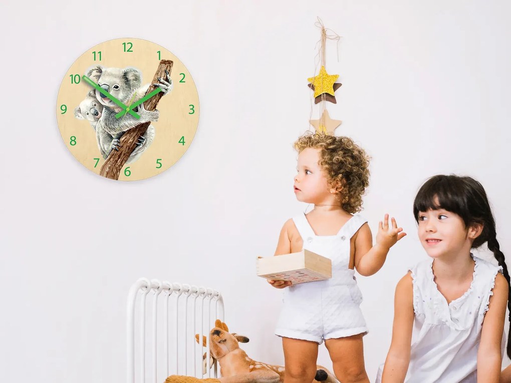 Dětské nástěnné hodiny Ami Koala 30 cm vícebarevné